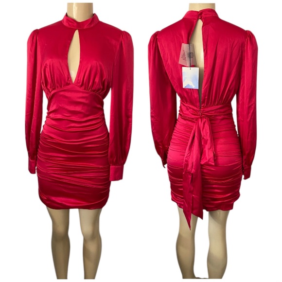 MAJORELLE Dresses & Skirts - MAJORELLE REVOLVE Bristol Mini Dress Hot Pink Satin Size Small